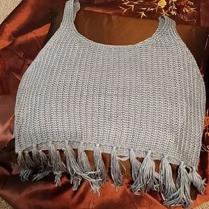 NWOT Knit Midriff Tank with Tassels